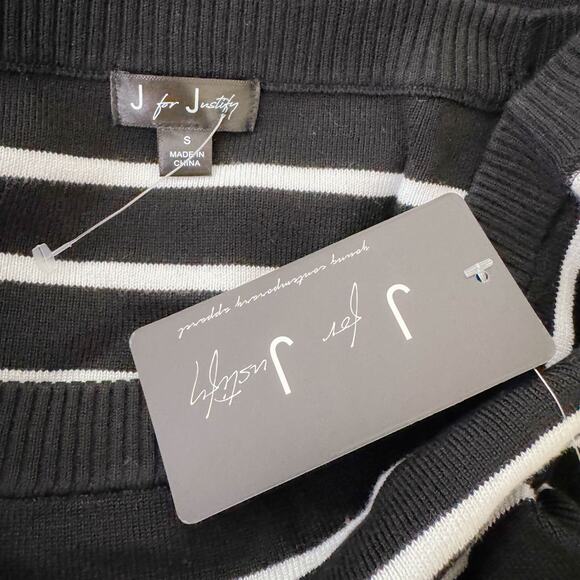 J for Justify Striped Long Sleeve Bodycon Tube Dress Black White Fall Size S NWT - Picture 6 of 9